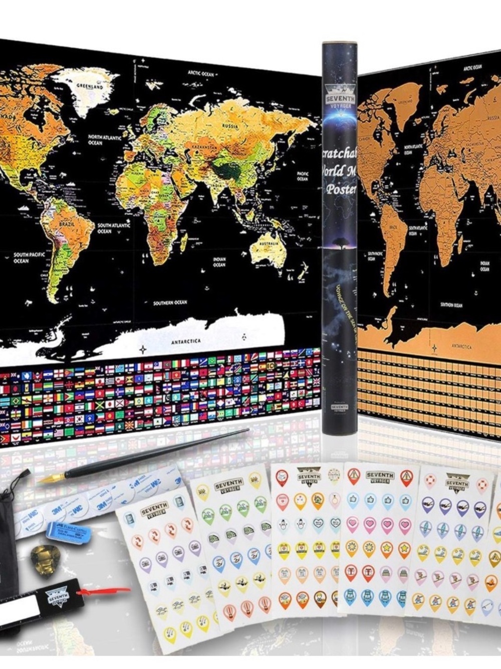 Scratch-Off World Map Poster - Black & Gold